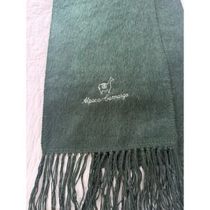 Alpaca Camargo Scarf Dark Green Soft Lightweight Peru 66x9"